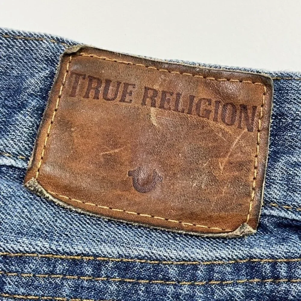 True Religion Men’s Straight Distressed Jeans – Size 30, Made in USA